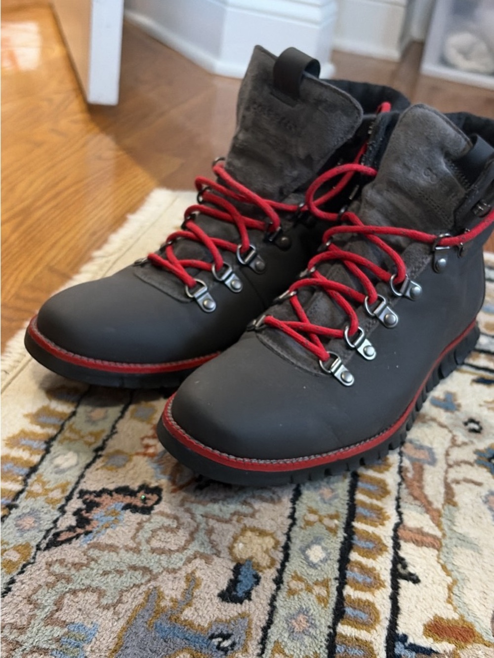 Cole Haan Black and Red Leather Hiking Boots